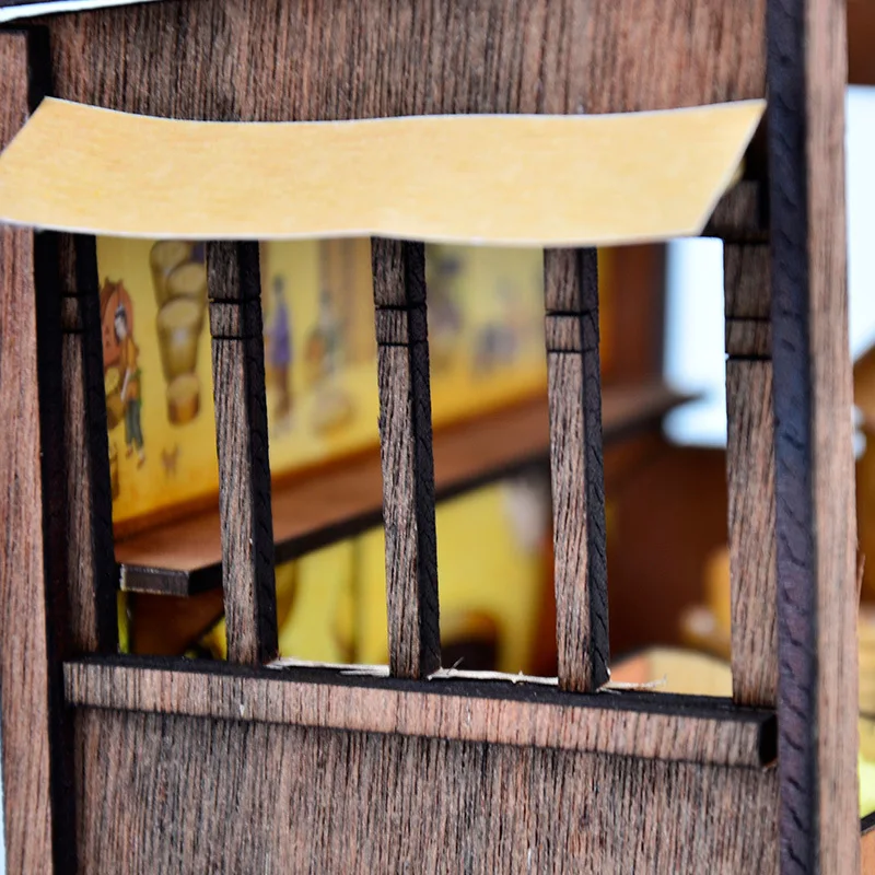 مجموعة نماذج خشبية لمتجر حليب الصويا من OUZEY DIY، مشروع بناء منزل مسرح الشارع الإبداعي، لعبة تعليمية هدية للبالغين 14+ #3