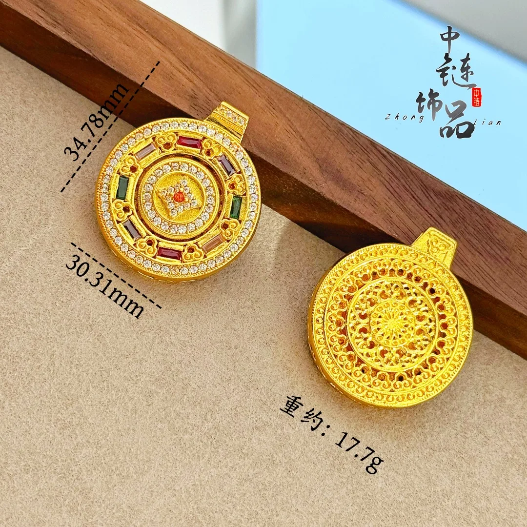 Micro-set rotating eight-trigram luck compass pendant with 
