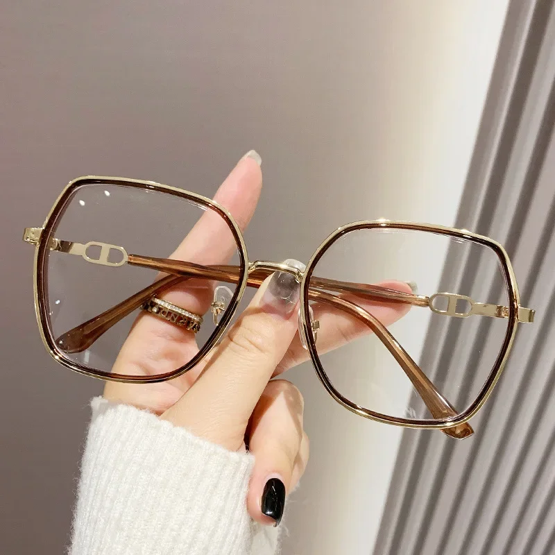 Fashion Milk white frame glasses Women Men Anti blue light glasses Oversized Polygon Frame Clear Lens Computer Glasses очки image 3