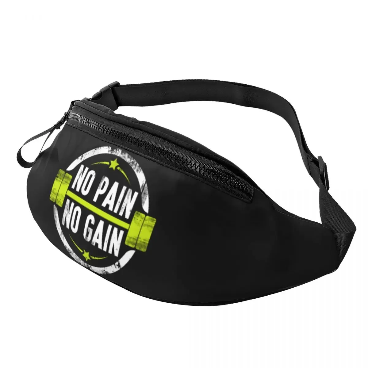 No Pain No Gain Fanny Bag Custom Bodybuilding Fitness Gym Crossbody Waist Pack Women Men Running Phone Money Pouch