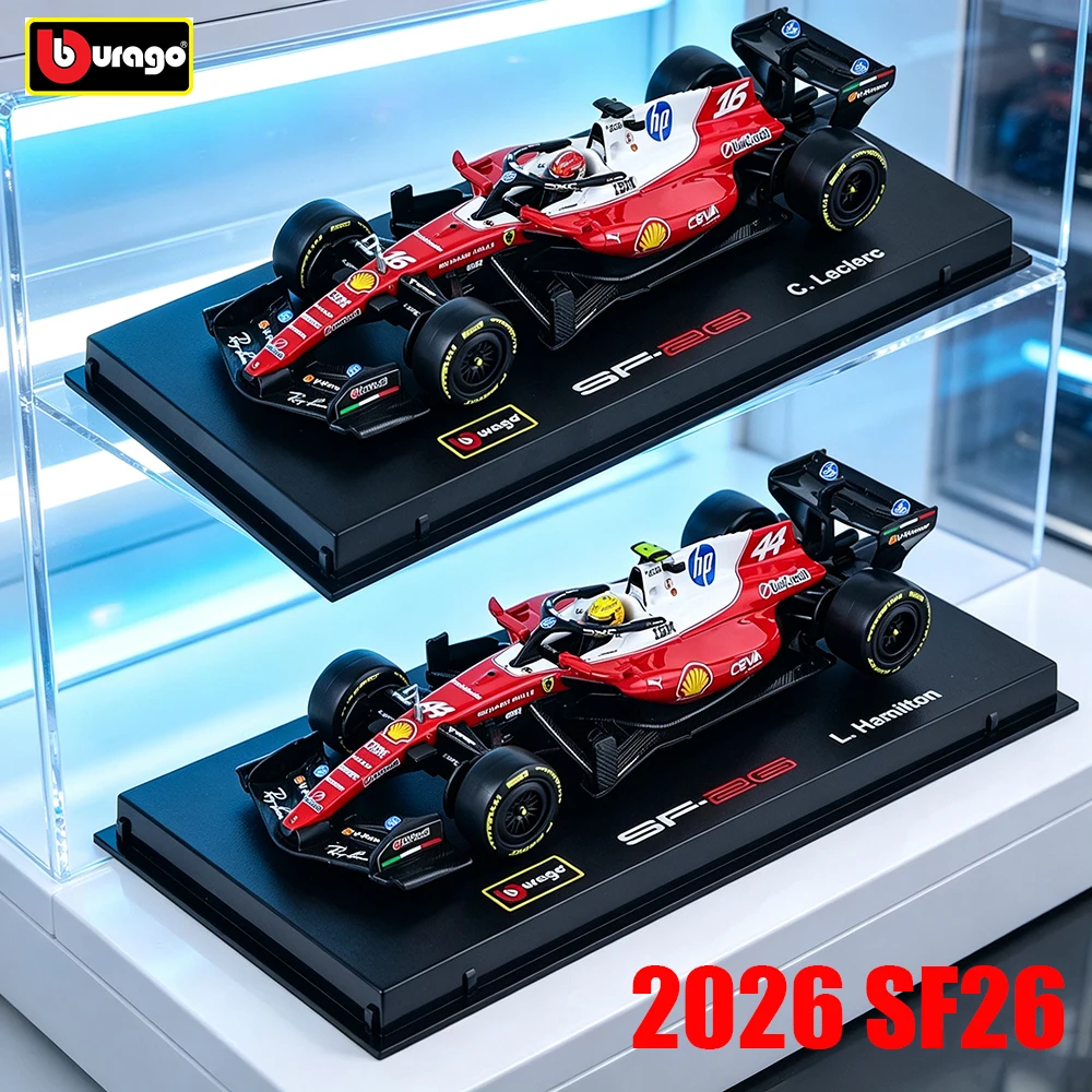 ブーラゴ-1-43-2026-f1-スクーデリア・フェラーリ-hp-sf26-16-シャルル・ルクレール-44-ルイス・ハミルトンの車両モデル、合金製のおもちゃの車、コレクション