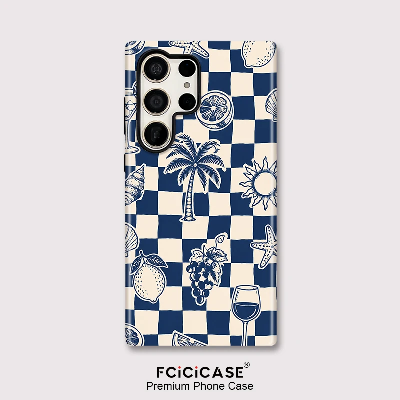Fcicicase For Samsung Galaxy S25 Ultra S24 S20 FE S23 Plus A16 A26 A56 A36 rid Pattern Fruits Phone Case Shockproof Bumper Capa