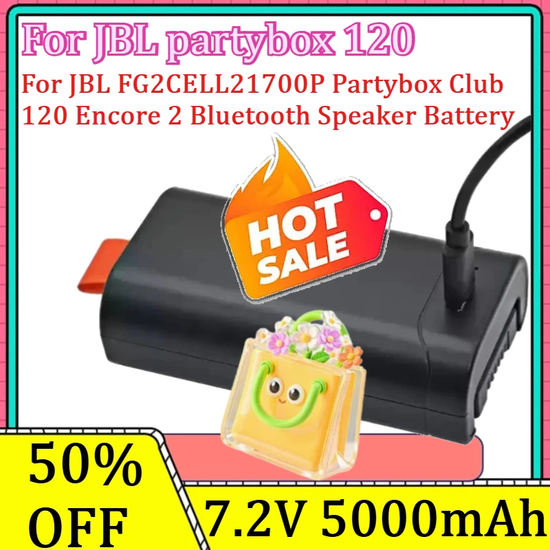 

For JBL FG2CELL21700P Partybox Club 120 Encore 2 Bluetooth Speaker Battery New 5000mAh 7.2V High Quality Battery