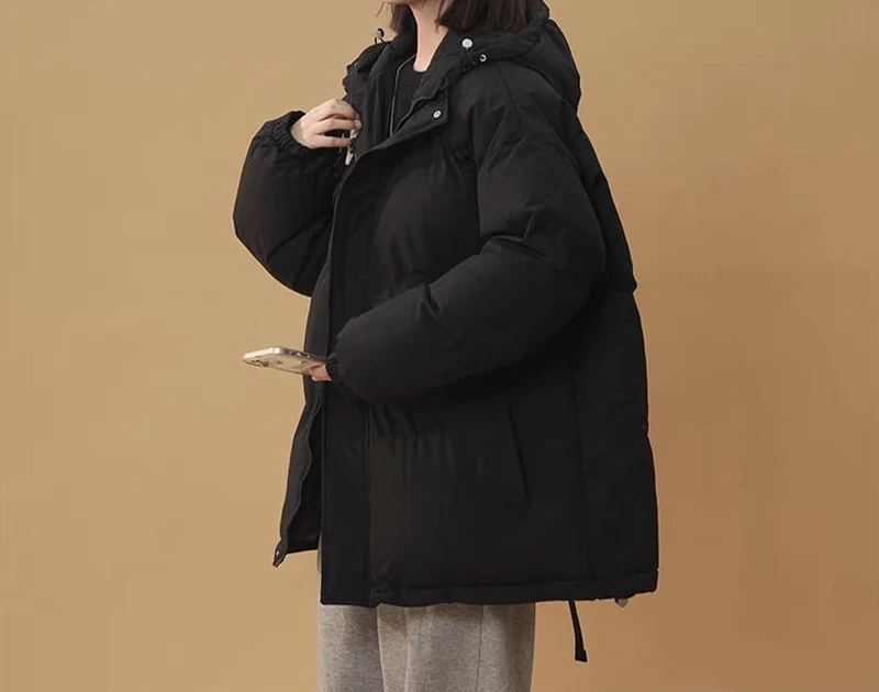 

Cotton Jacket Women's Winter New Style Thick and Warm Hooded Bread Jacket Loose Fit