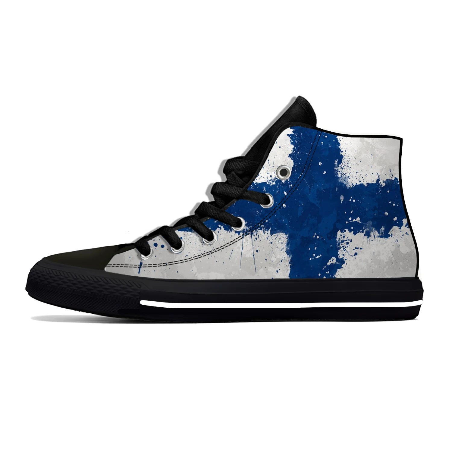 Hot Finland Finnish Republic Flag Patriotic Fashion Casual Shoes High Top Lightweight Breathable Men Women Sneakers Board Shoes