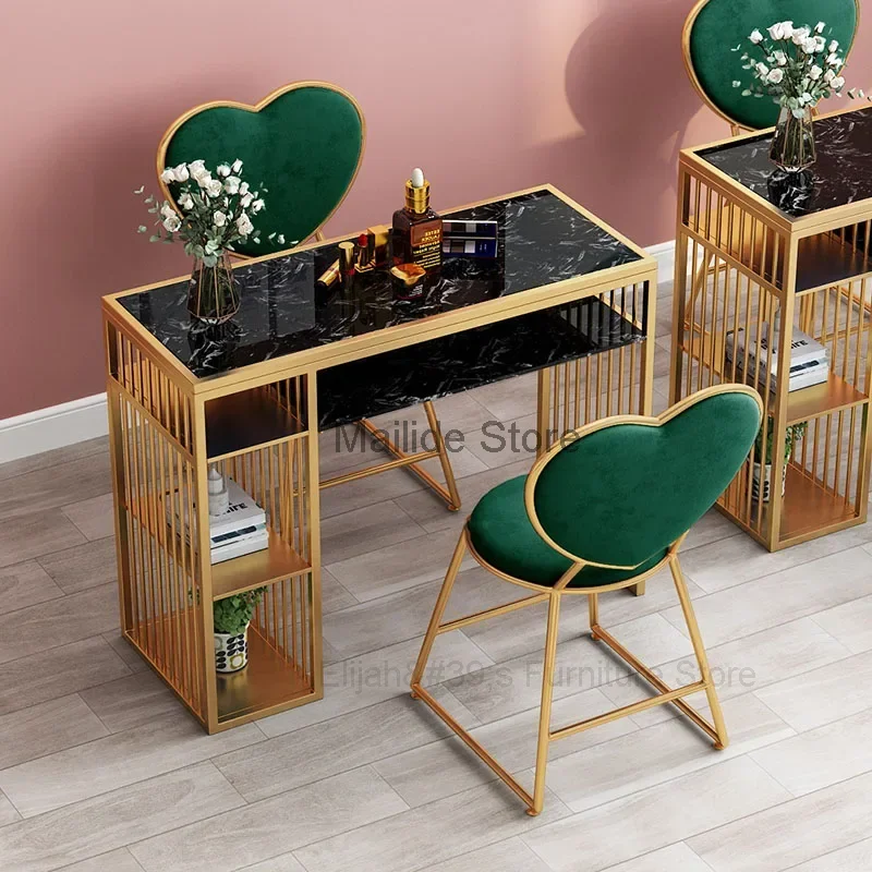 

Nordic Light Luxury Nail Tables Beauty Salon Manicure Table and Chair Set Fashion Ins Salon Furniture Single Tables for Manicure