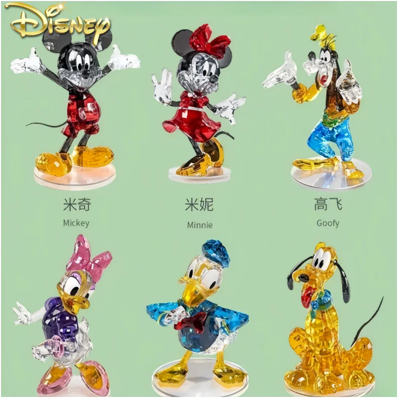 new Disney Anime Mickey Mouse Crystal Like Action Figure Cartoon Diy Model Minnie Donald Room Desktop Decoration Birthday Gifts