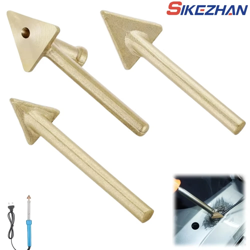 

3pc Soldering Iron Tips set Copper Repair Triangular Smoothing Head Welding Tips Iron Plastic Welder-Replacement Tips For 80Watt