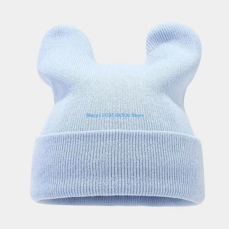 قبعة محبوكة مصنوعة يدويًا على شكل أذن البقرة 400A، قبعة قيادة شتوية لحماية الأذن للفتيات