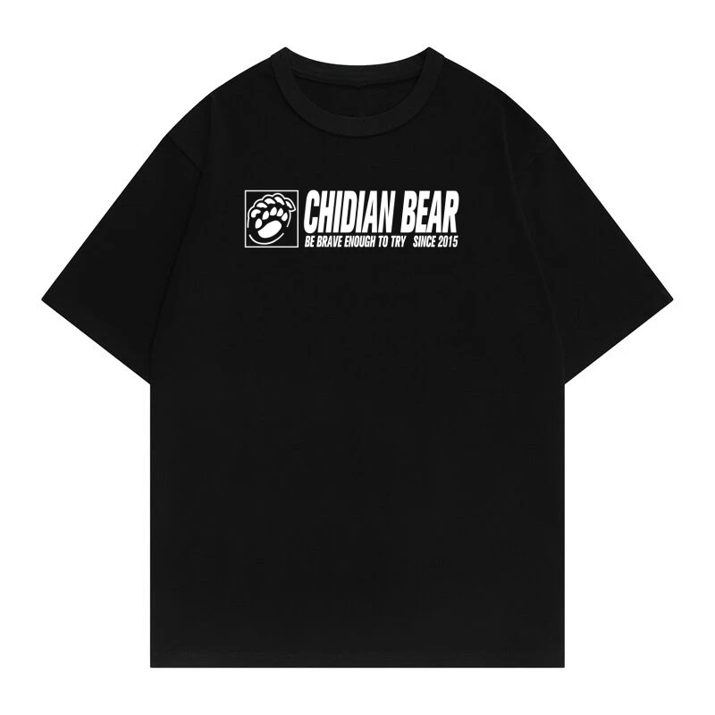 Vayrich Brand 100% Cotton Original Summer Streetwear Hip Hop Tees Chidian Bear & Logo Print Unisex College Casual T-Shirt