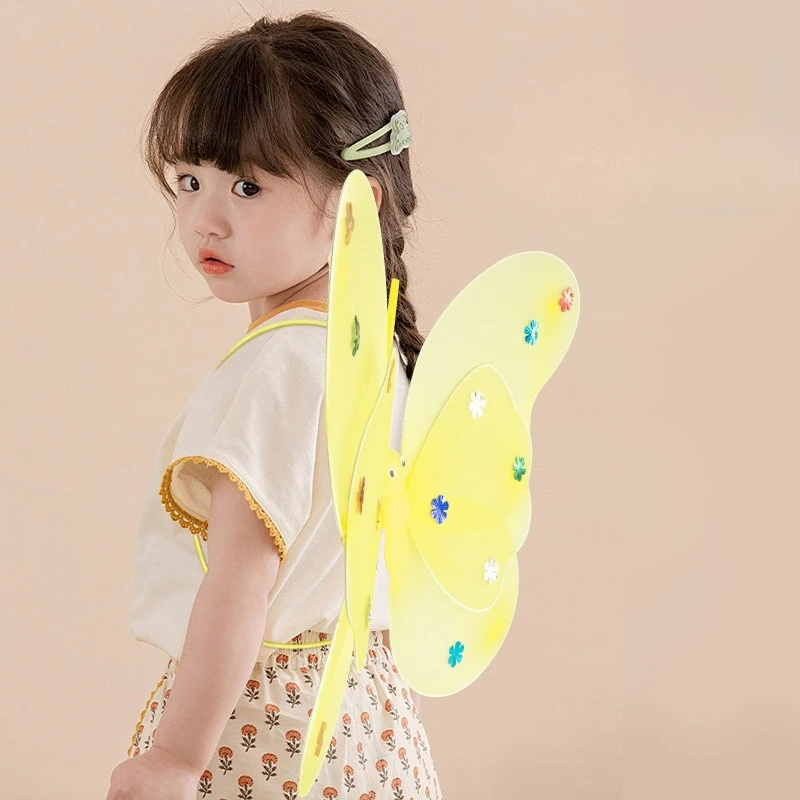 1 conjunto de asas luminosas piscando borboleta saia luzes terno led crianças traje adereços meninas saias anjo 2-8 anos brinquedos desempenho