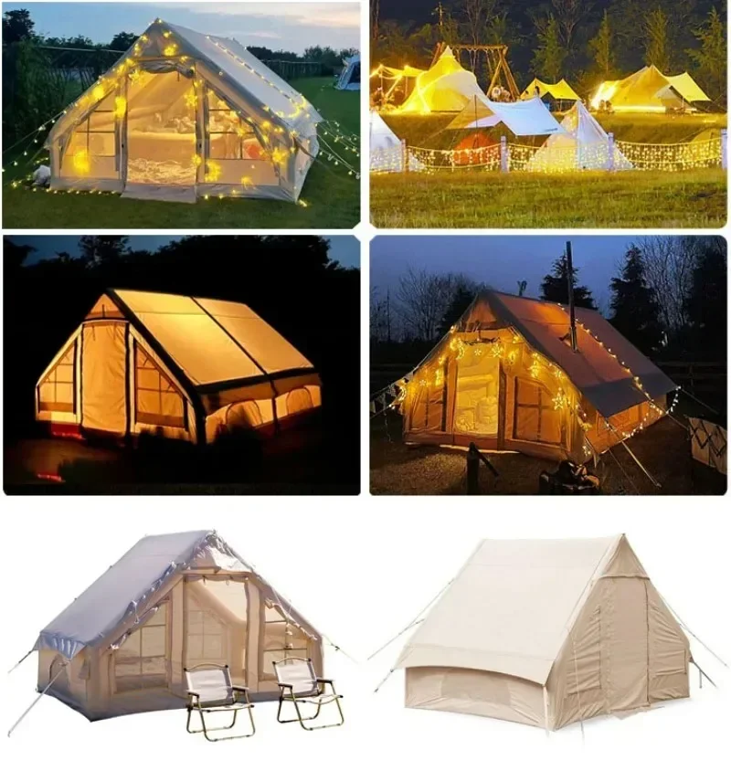 6.4㎡/12㎡ Inflatable Camping Tent with air pump starry sky tourism picnic Outdoor portable Easy Setup Waterproof Blow up Tent