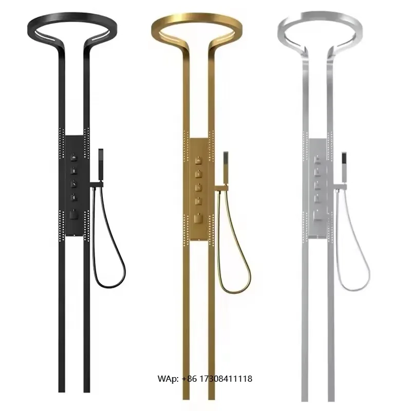 

Высококачественная насадка для тропического душа, черный смеситель для ванны, настенный набор для душа с водопадом, панель для квартиры