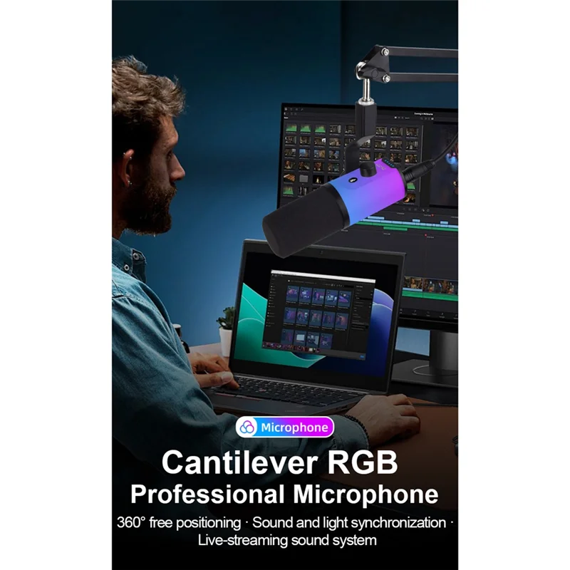 

M13K-XLR/USB RGB Dynamic Microphone Kit With Arm Stand Headphone Jack For Gaming For Podcasting Live Recording Streaming