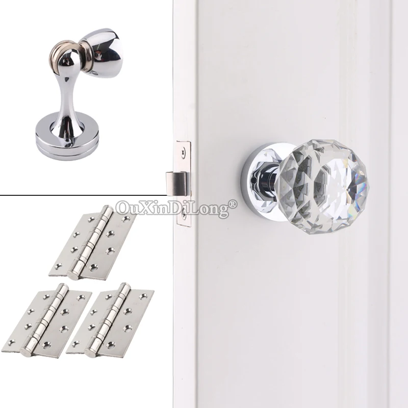 

Top Luxury European Solid Crystal Ball Knobs Privacy Door Lock Interior Bedroom Bathroom Silent Door Locks Keyless