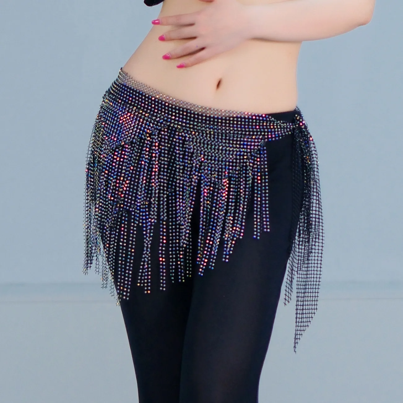 Luci polari Brillanti strass Nappa Sciarpa per fianchi Donna Costumi di danza del ventre Accessori Cintura di danza del ventre