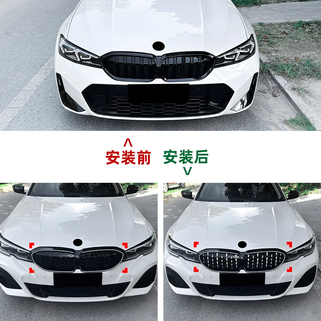 

LED Front Kidney Grille For BMW 3 Series G20 G21 G28 Pre-facelift 2019-2022 Silver Frame Dynamic Light Mesh Grill Mod Parrilla