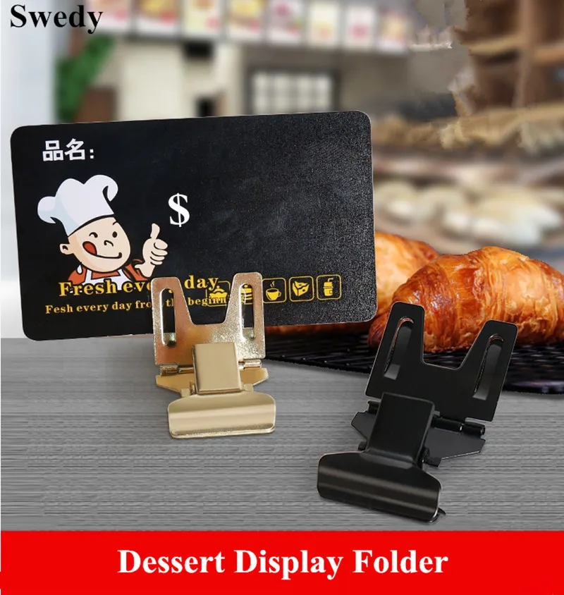 10 Pieces Metal Price Label Holder Sign Tag Ticket Name Card Clip Snap Pop Clip Holder Stand Food Price Clip Shelf Talker