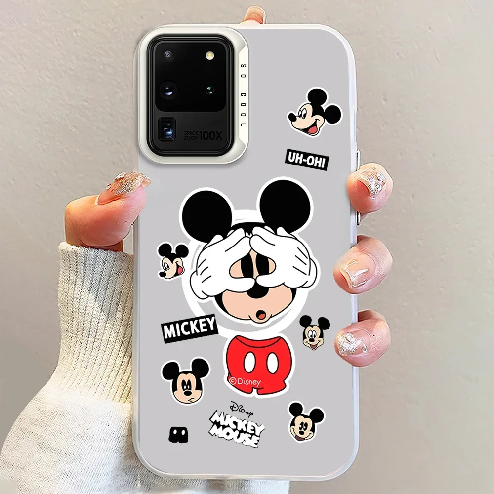 Etui na telefon MINISO Cute M-Mickey Mouse Laser do Samsung S24 23 22 ULTRA A25 33 32 34 S PLUS IMD Shockproof Silicone Coque