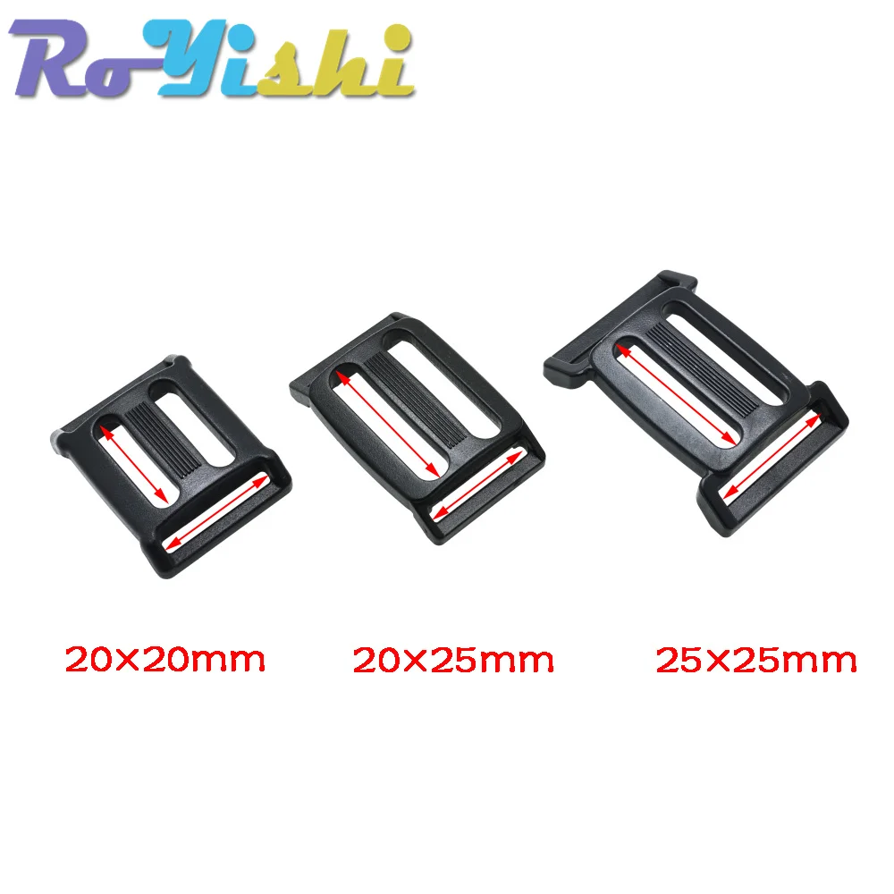 10 Pcs/Pack Plastic Multi-function Tri-Glide Slider Adjust Arched Buckle for Ourdoor Backpack Bags Webbing