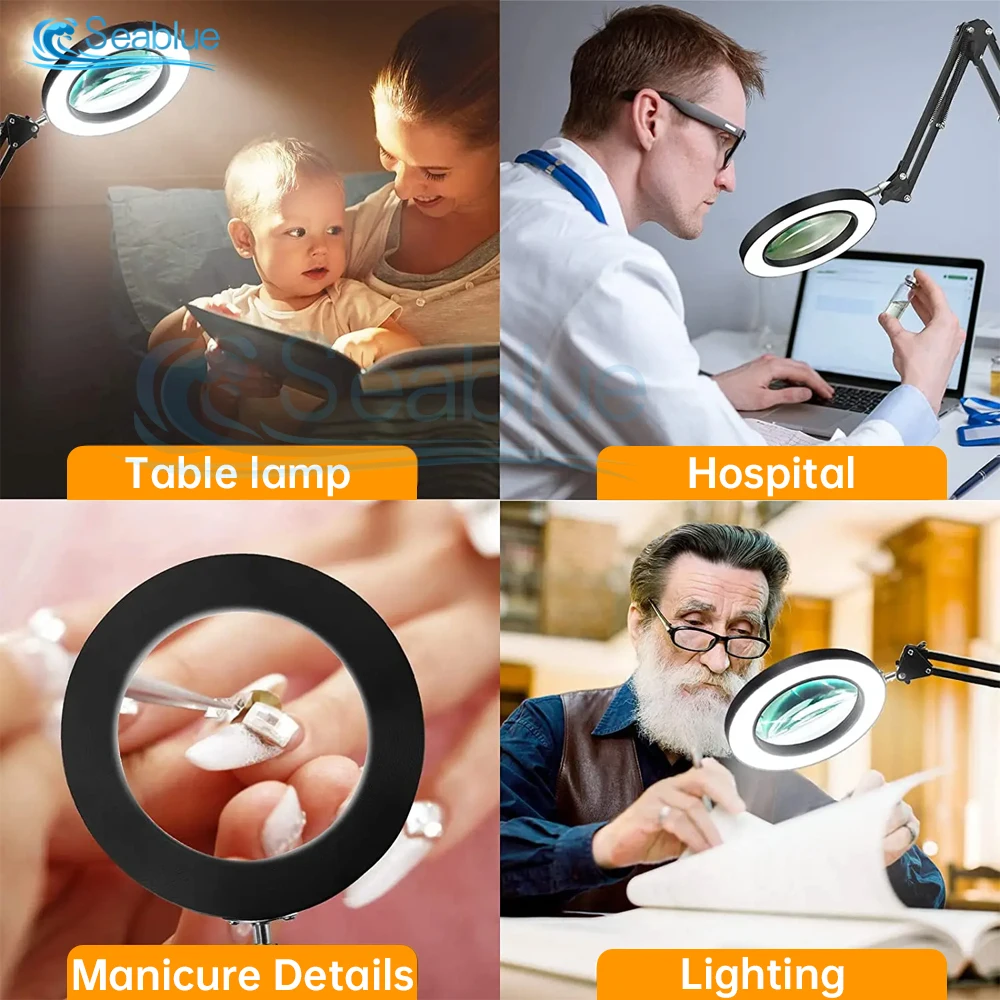 LED 10X NEW Illuminated Magnifier USB 3 Colors LED Magnifying Glass for Soldering Iron Repair/Table Lamp/Skincare Beauty