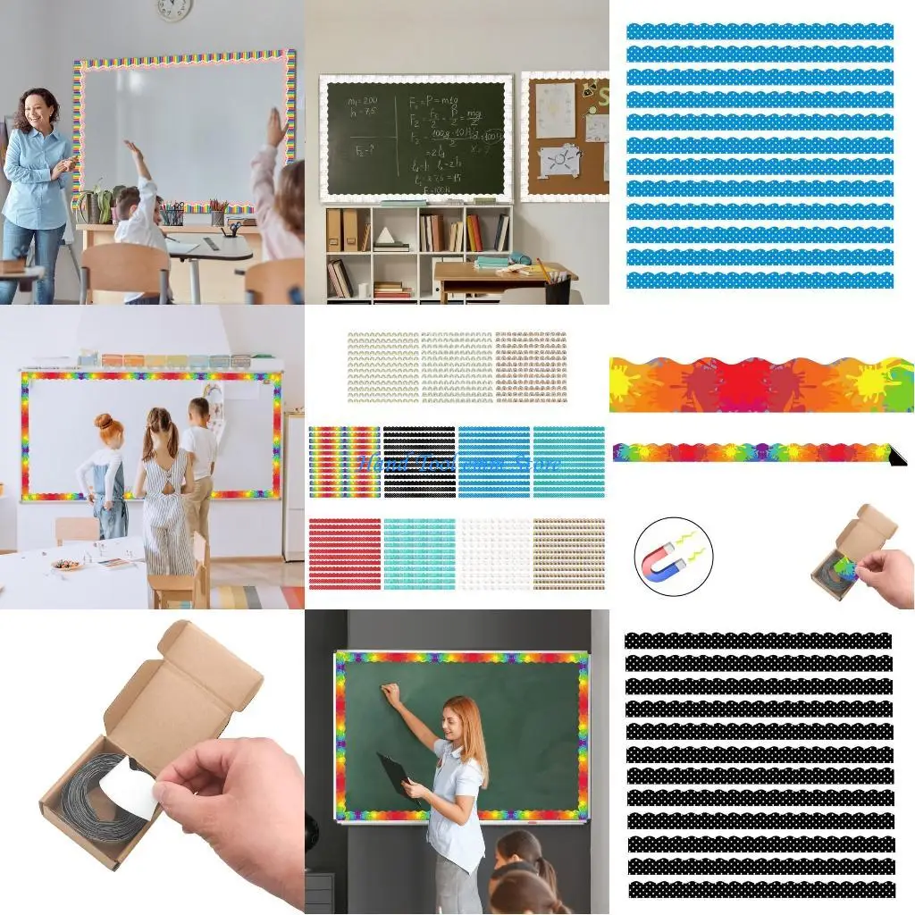 

H37F Rainbow Border Trim Classroom Bulletin Board Wall Decals
