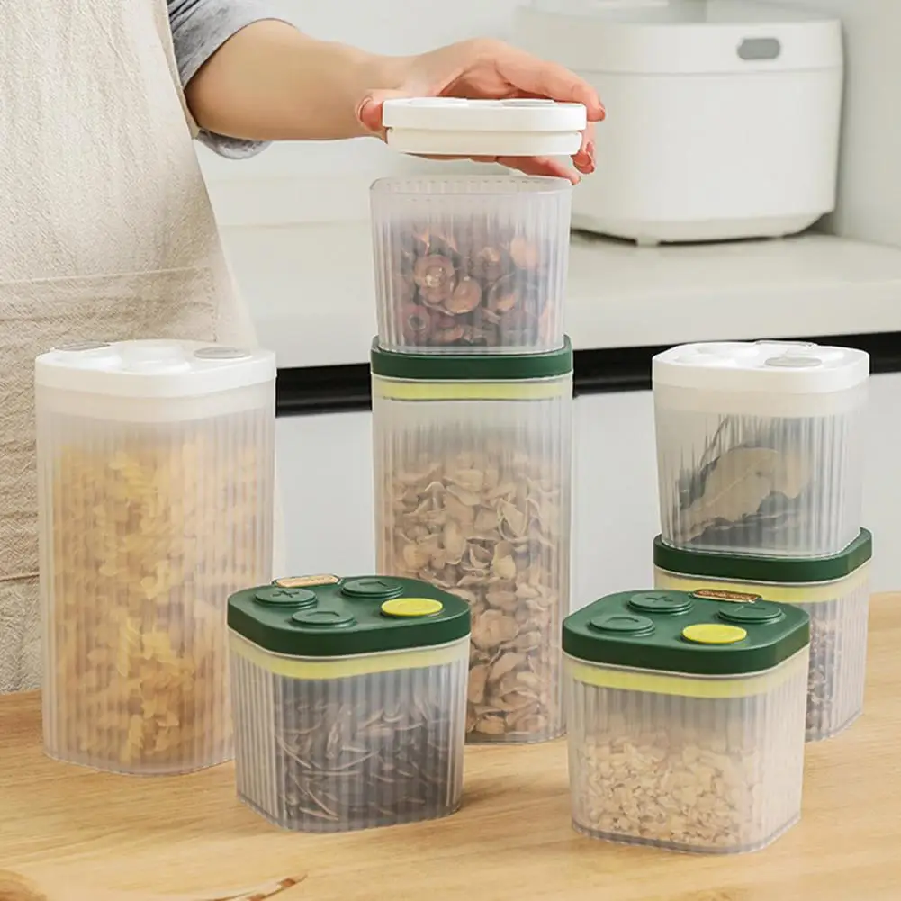 600ML/1300ML Sealed Tank Transparent Waterproof Moisture-proof Storage with Vent Plug Grain Jar Cereal Storage Box for Kitchen