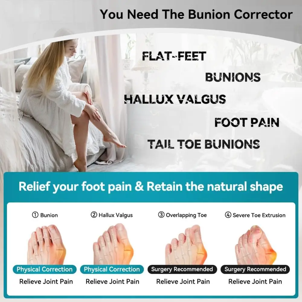 Kain korektor Bunion bernapas untuk lengan Hallux Valgus pemisah Spacer kaki korektor jari mudah dipakai kaus kaki Bunion lari