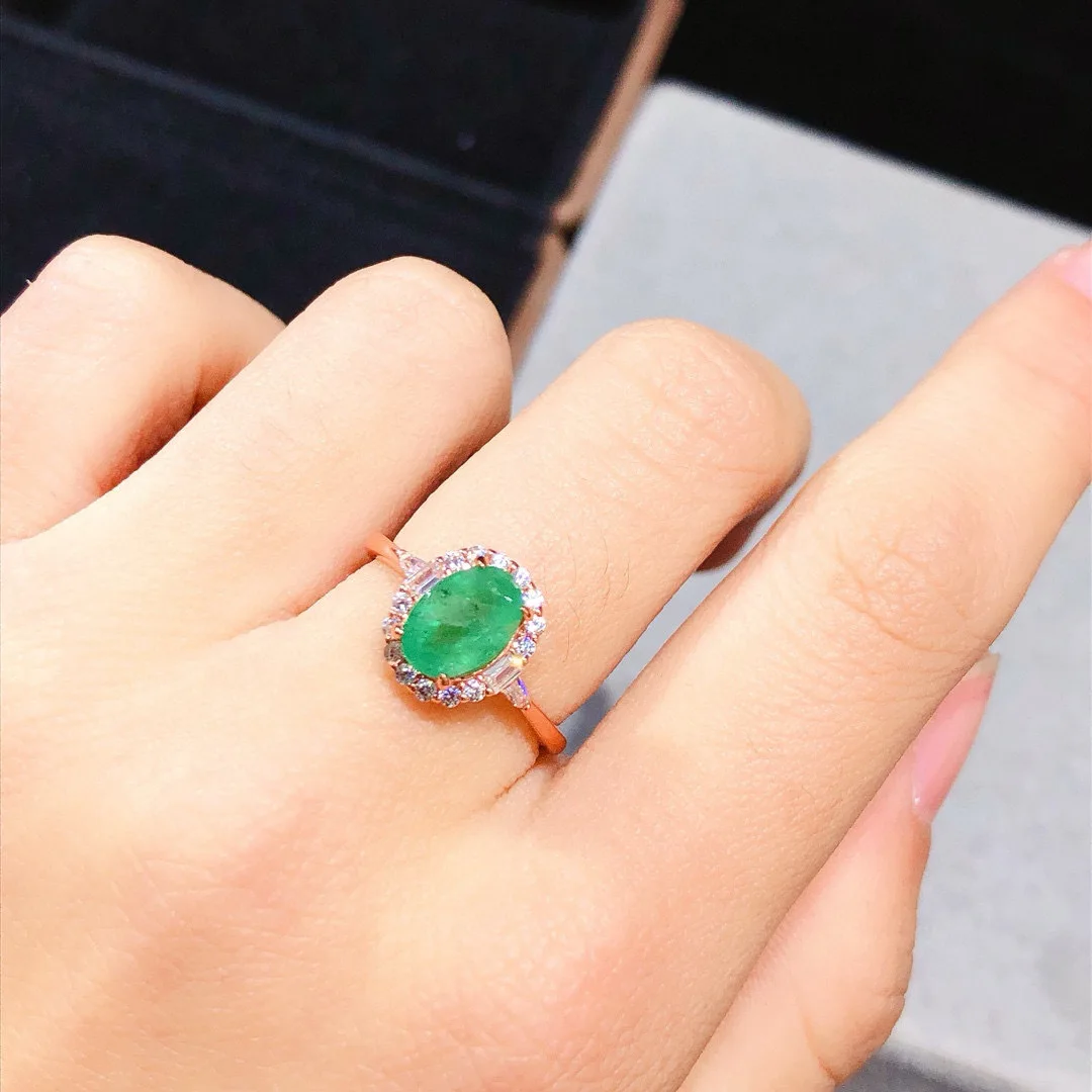 

Прецизионный набор из стерлингового серебра 925 пробы с натуральным изумрудом - высококачественные ювелирные изделия с драгоценными камнями 5,5*8 мм (с сертификатом)