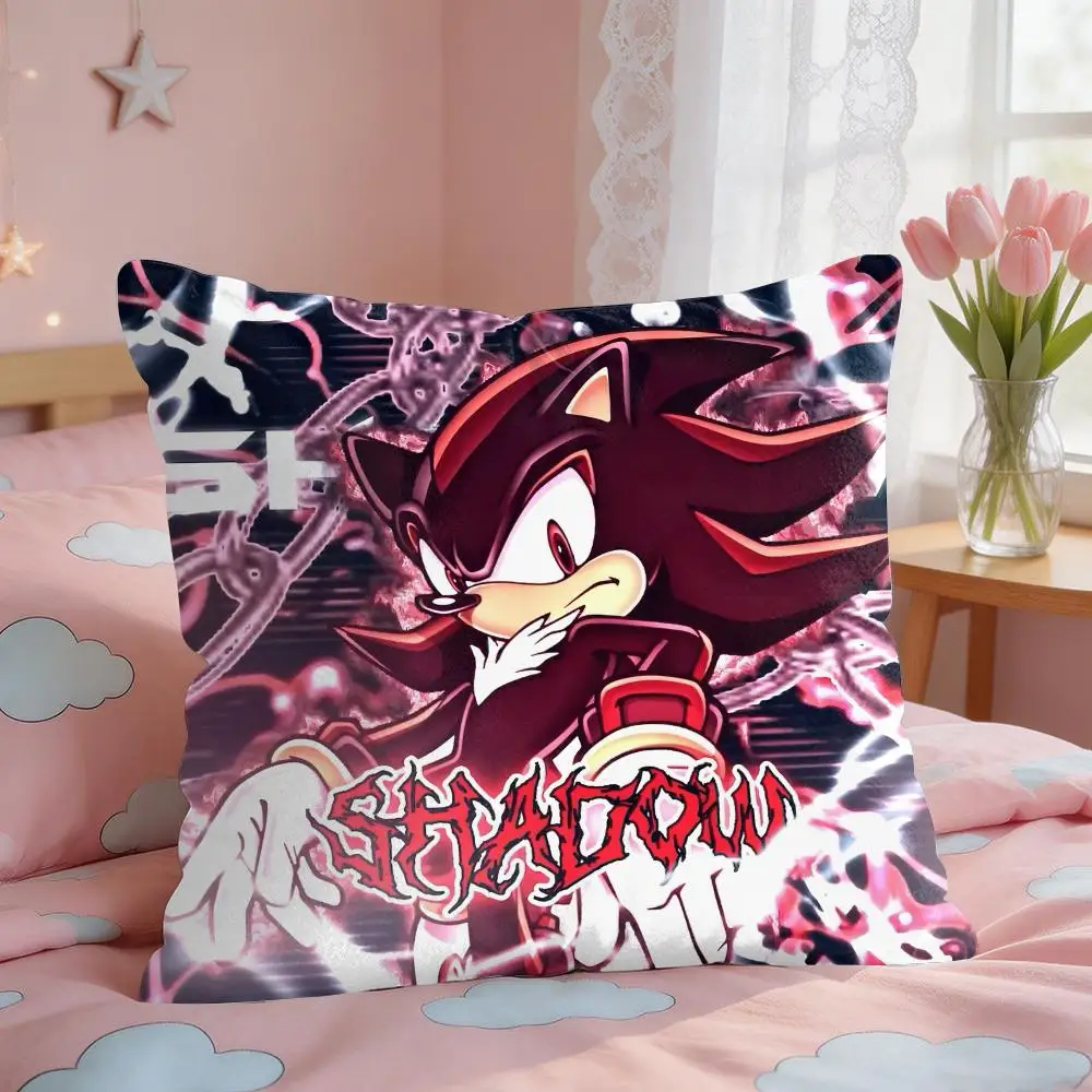 S-Sonic Anime Cool Cushion Cover Square Short Plush Pillow Case Living Room Sofa Home Decor Funda 40X40