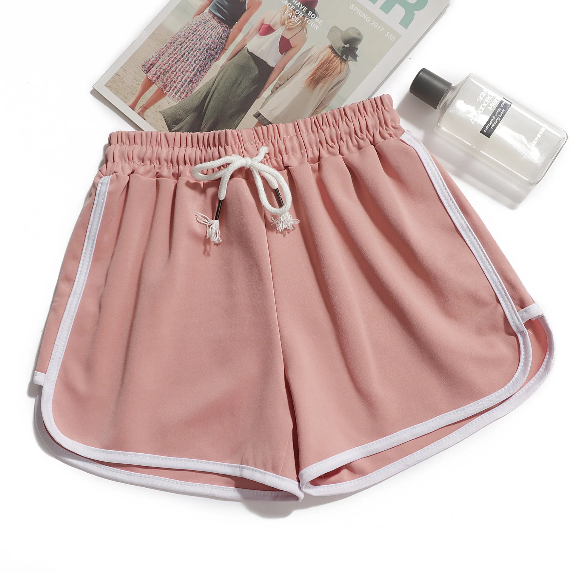 Summer Women's Casual Solid Mid-Waisted Yoga Shorts Loose Gym Workout Pants Student Loose Shorts for Ladies S-3XL