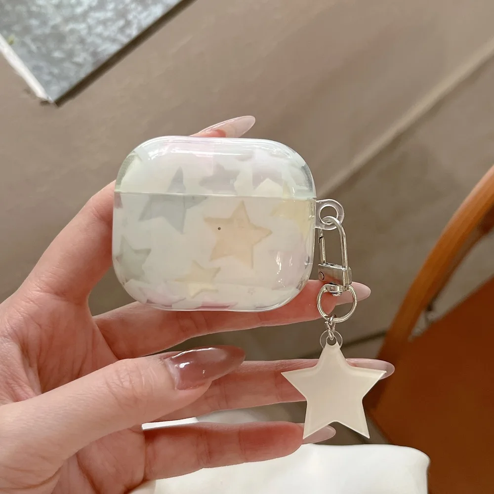 Wireless Bluetooth Earphone Case for AirPods Pro 3 Pro2 AirPods 4 3 2 1 Hollowed Out Stars Pattern Headphone Protective Cover