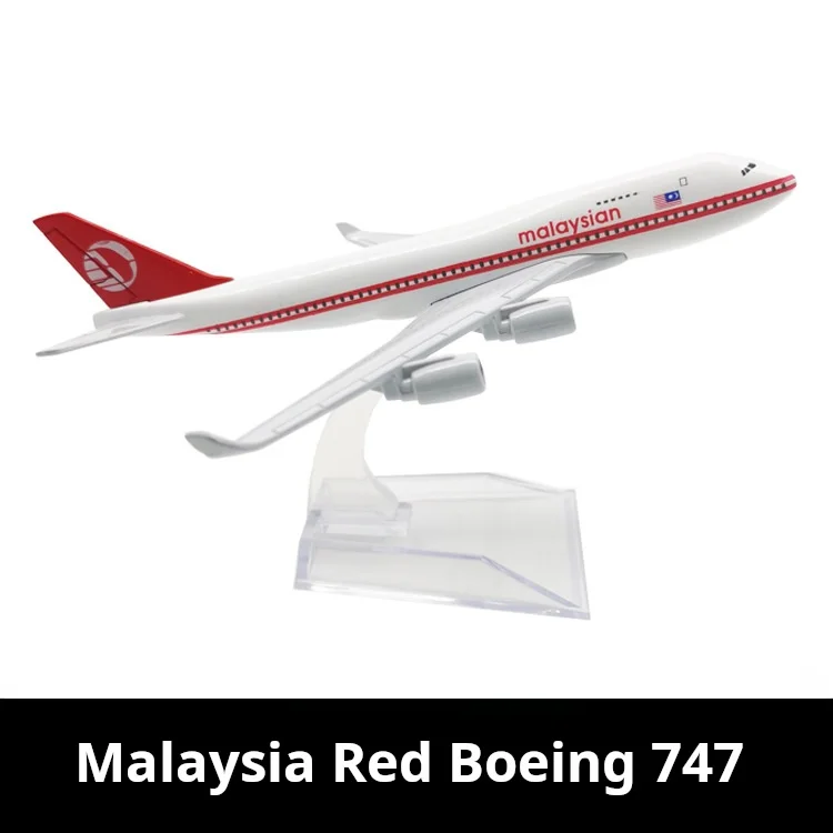 16CM Artificial passenger aircraft Malaysian Red747 Model Aircraft Metal Diecast Aviation Landing Gear Ornament toy Boy Gift