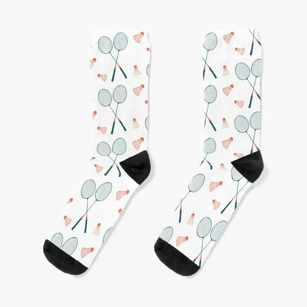 Let's Play Badminton - sweet illustration in blue & red Socks shoes designer Socks Male Women's