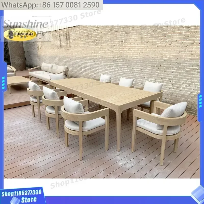 Factory Direct Teak Wood Wooden Outdoor/patio/garden/exterior/villa Furniture Rustic Dining Table and Chair Set