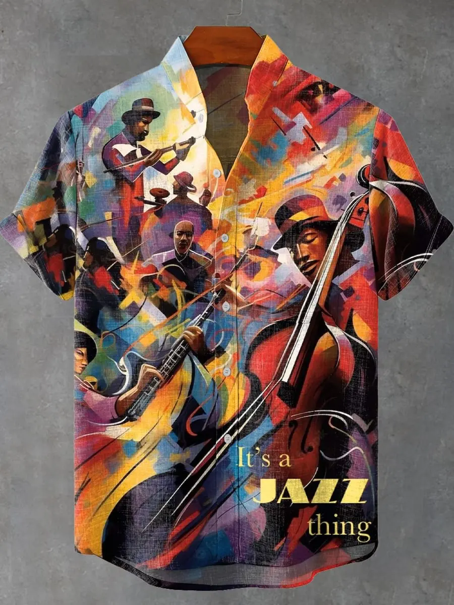 

Новая мужская удобная льняная рубашка с коротким рукавом, модный повседневный топ с 3D принтом рыбы, летний узор