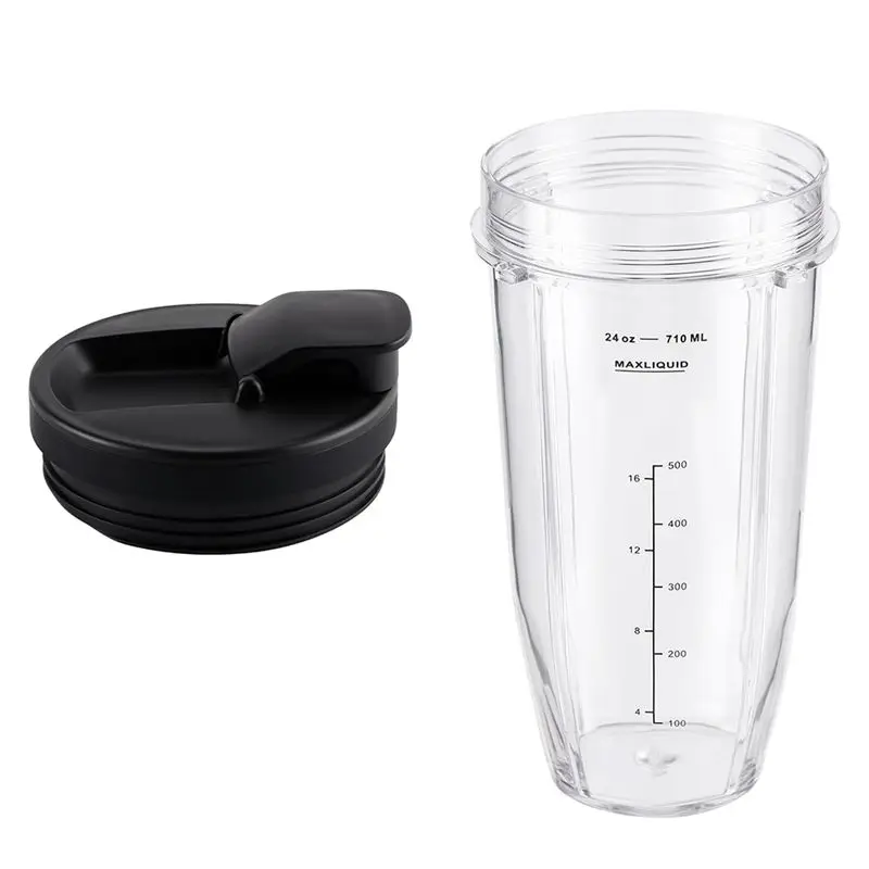 Gen Basic 4 Pcs Blender Cups Replacement Parts 24Oz With Lids Blender Cups For Nutri Ninja BL480 BL640 CT680