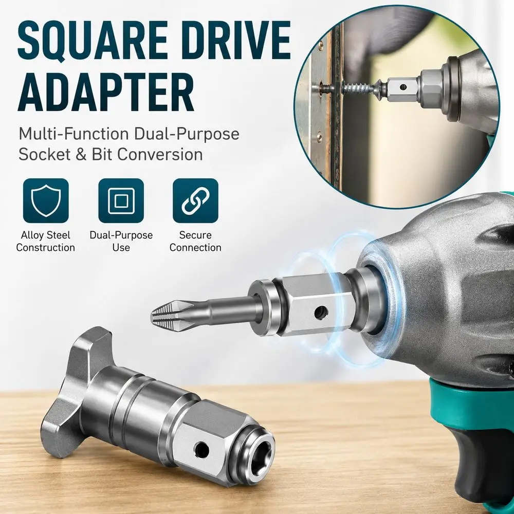 Alloy Steel Electric Wrench Adapter Square Drive Structure Dual-Purpose Square Drive Adapter T-Shaped Structure