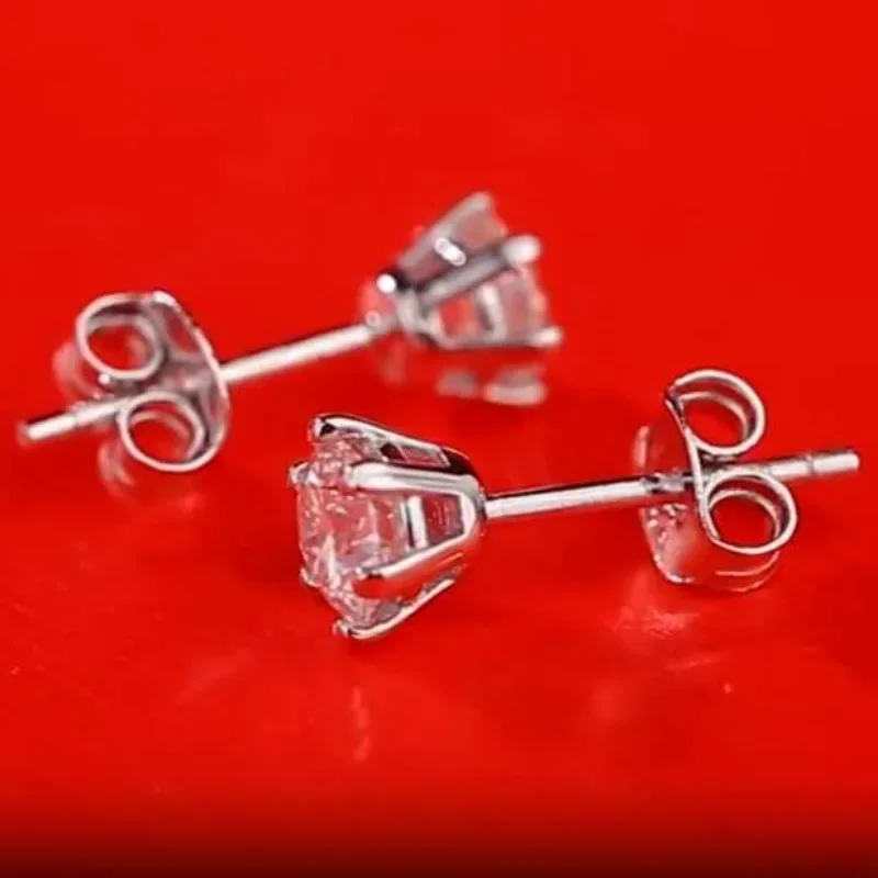 Sacemens 0.5-1CT orecchini a bottone Moissanite certificati per le donne placcatura in platino orecchini a bottone in argento Sterling con diamanti gioielli da sposa