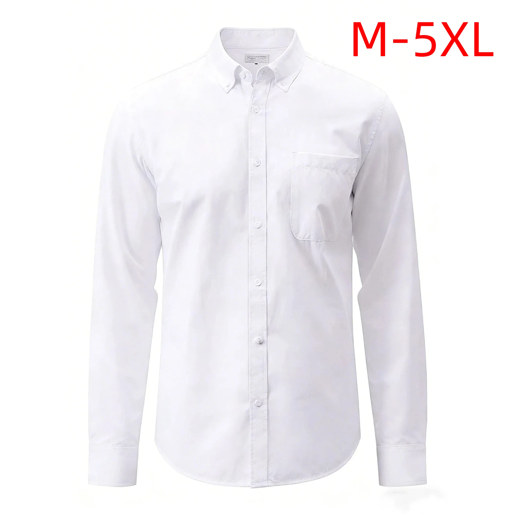 

2026 Men's Solid Color Business Casual Shirts for Men Casual Shirt Long Sleeve Fashion Slim Fit Top Hot Selling White Shirt