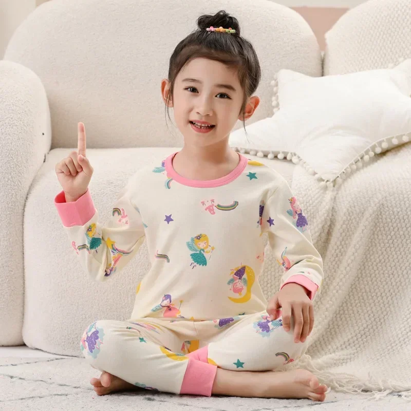 Autumn Long Sleeved Children\'s Clothing Sleepwear Baby Boys Pajamas Teen Pajama Cotton Pyjamas Sets For Kids 6 8 10 12 14 Years