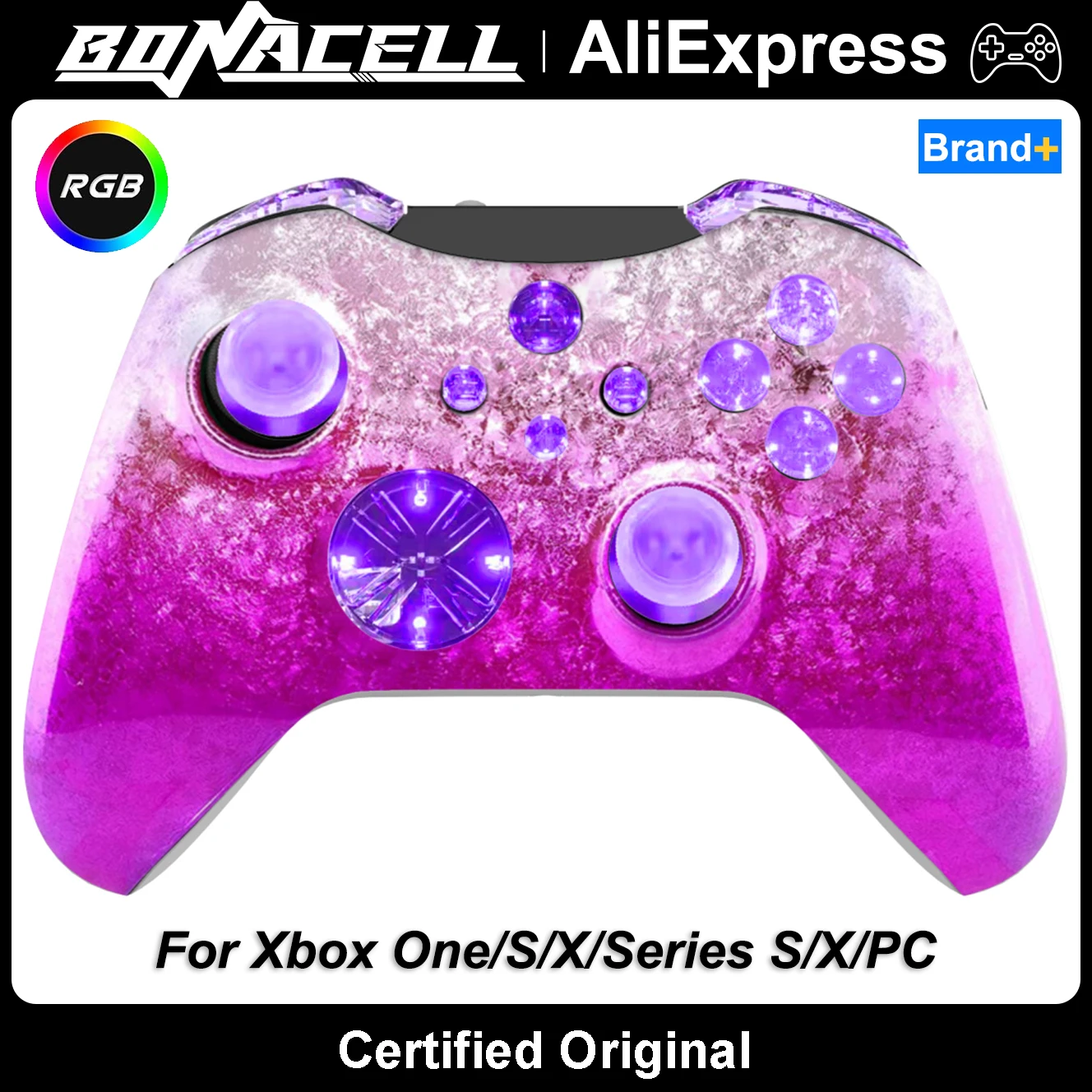 

Беспроводной контроллер для консоли XBox One/Series S/X/PC, геймпады, игровой джойстик с двойной вибрацией и эффектом Холла RGB, 6-осевой гироскоп FUNC