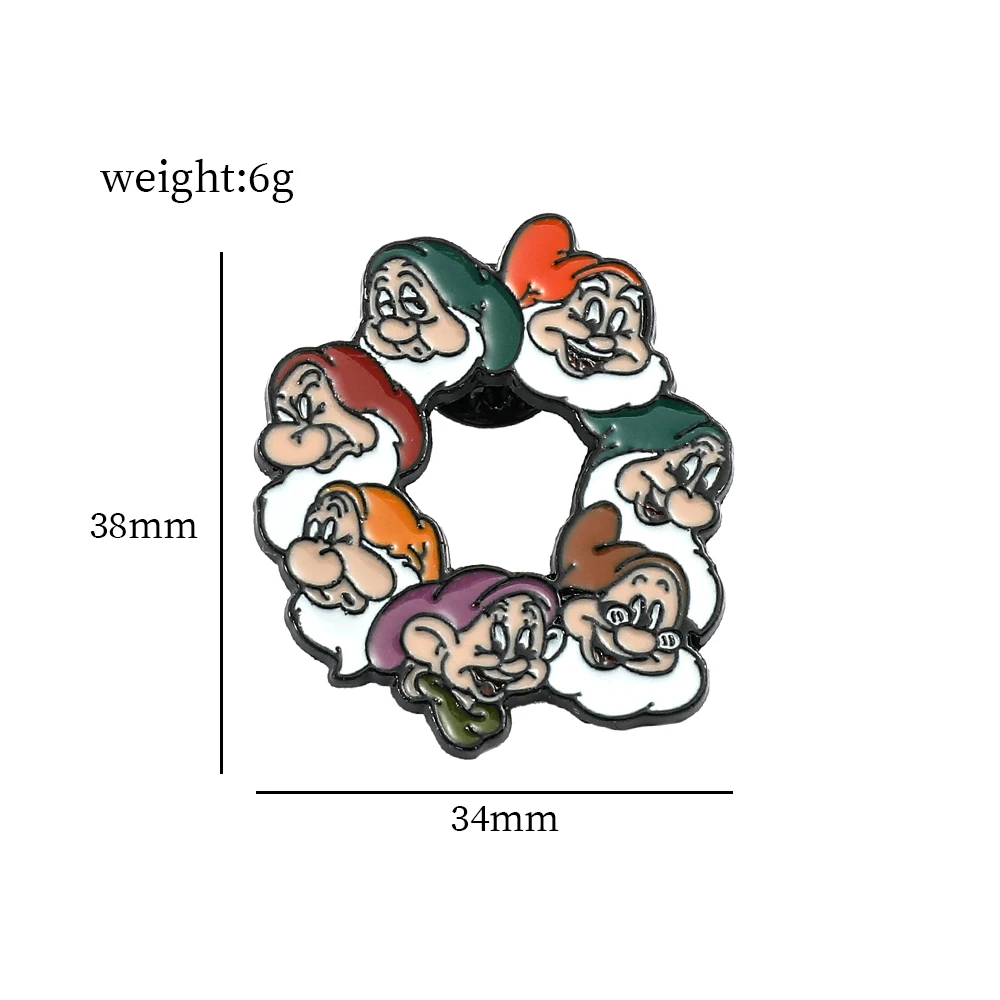 3 sztuki Anime śnieżnobiała i siedem krasnoludków broszka moda zrzędliwy wpinka emaliowana plakietka na plecak koszula spinki biżuteria