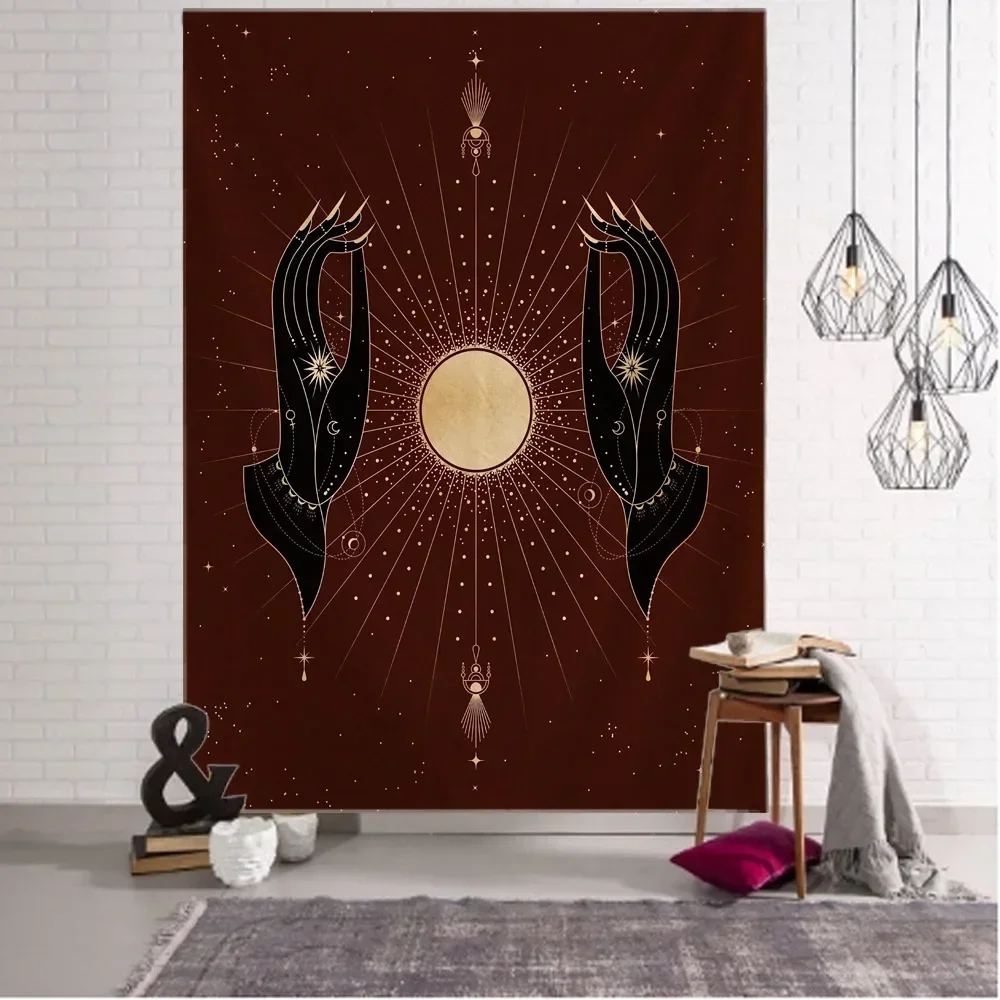 

Tarot divination home decoration magic tapestry sun and moon mantra wall decoration hippie bohemian yoga mat sofa blanket