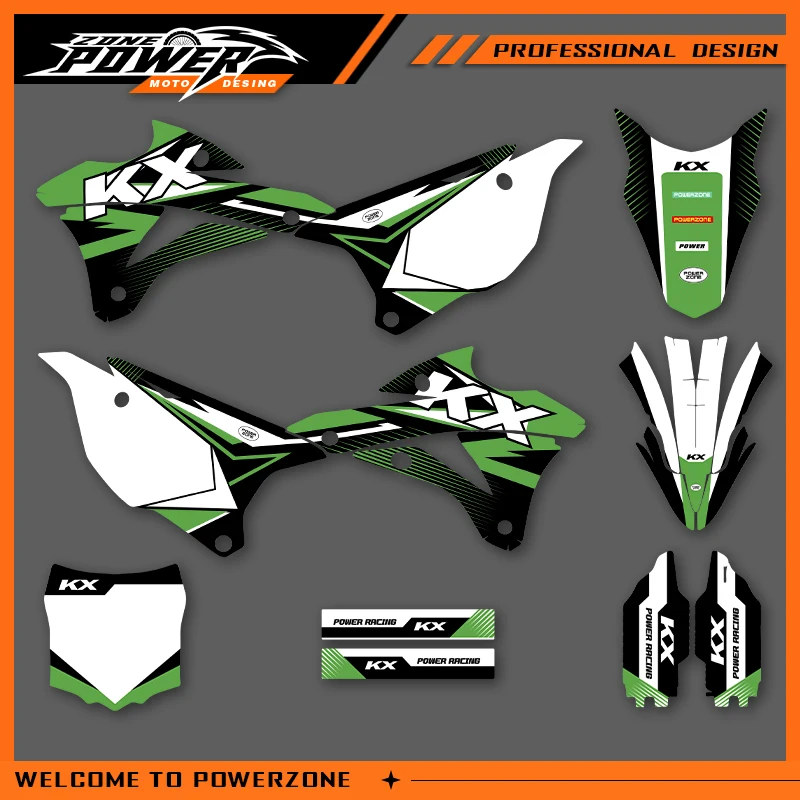 

Графические наклейки Powerzone, наклейки для мотоцикла KAWASAKI 2014 2015 2016 2017 2018 2019 2020 2021 KX85-100, фон на заказ