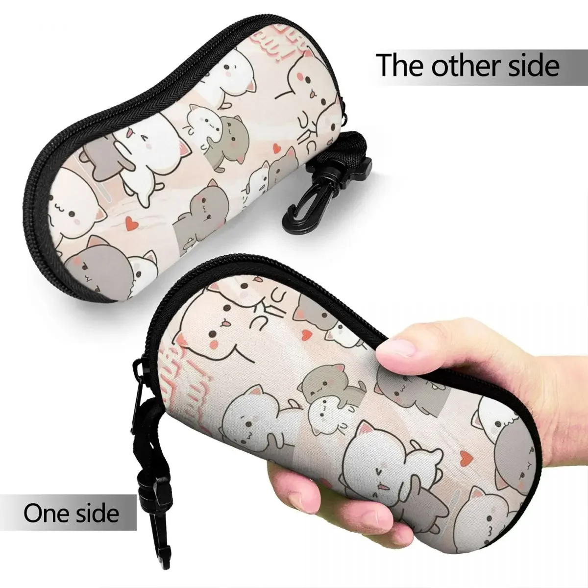 Kawaii Peach And Goma Collage Cartoon Glasses Case Protective Mocha Mochi Cat Eyeglasses Protector Small Glasses Box