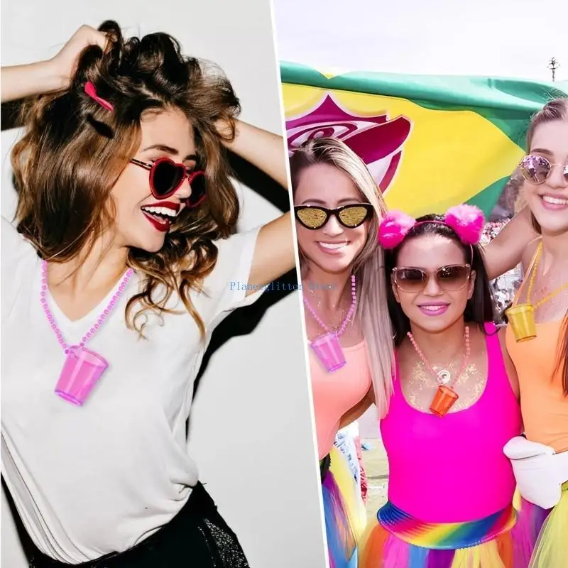 652B 12 Pcs Bride Shot Necklace Cups for Birthday Wedding Christmas Party