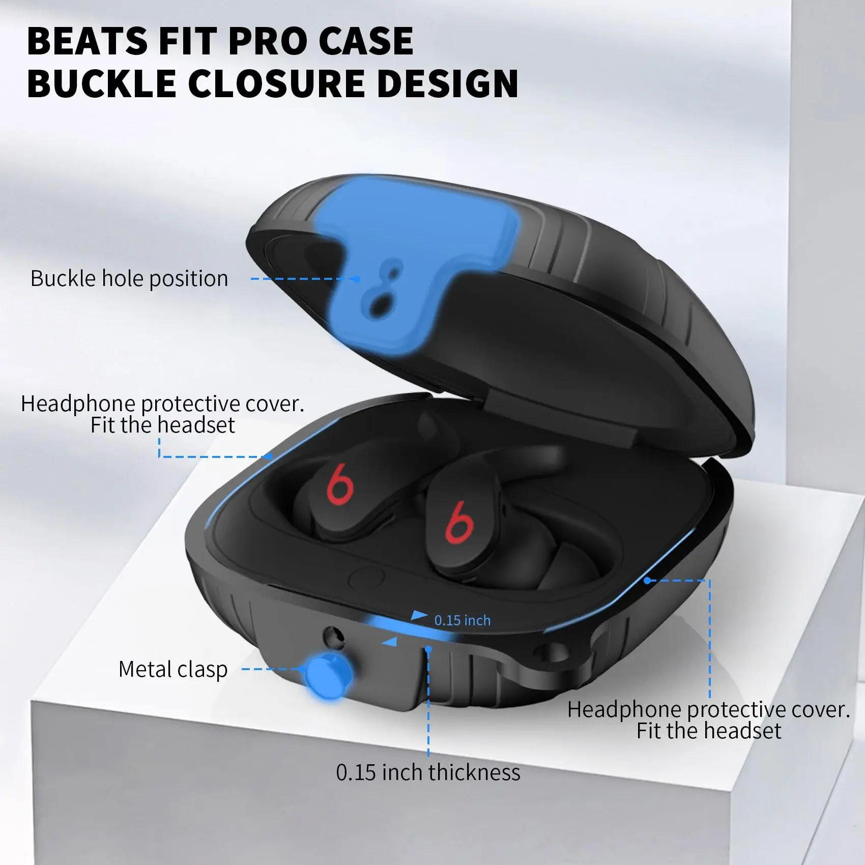 애플 비츠 핏 프로용 케이스, 실리콘 보호 이어버드, 분실 방지 랜야드 키체인 포함, 충격 방지 케이스, 2021