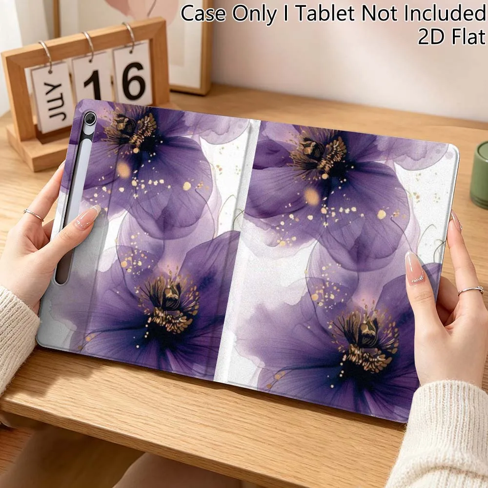 Flower Blue Purple Beautiful Gift For Samsung Galaxy Tab S10 S9 S8 S7 FE Lite Soft Flexible Support Tablet Case