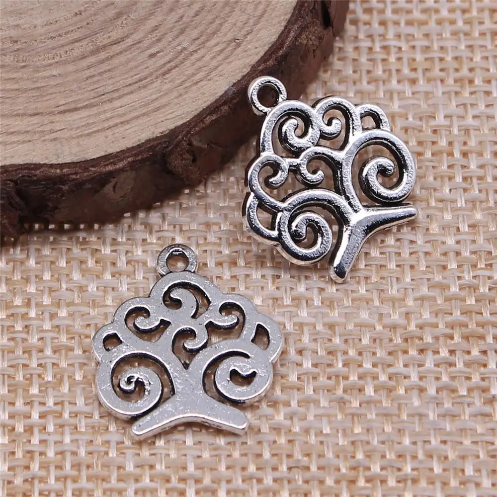 20pcs 17x19mm Antique Silver Color Tree Charms Pendant For DIY Jewelry Making DIY Jewelry Findings